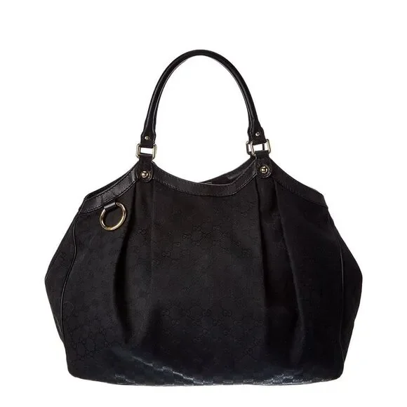 Gucci Black Gg Canvas Large Sukey Tote (Authentic Pre-Loved) - Picture 1 of 4